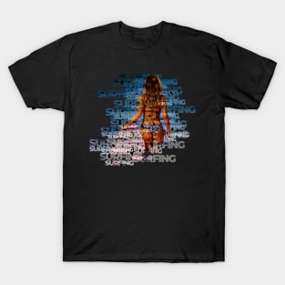 Surfing at the Beach - Typography Artwork T-Shirt